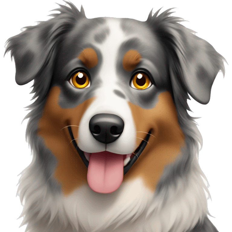 Australian Shepherd wearing a color emoji