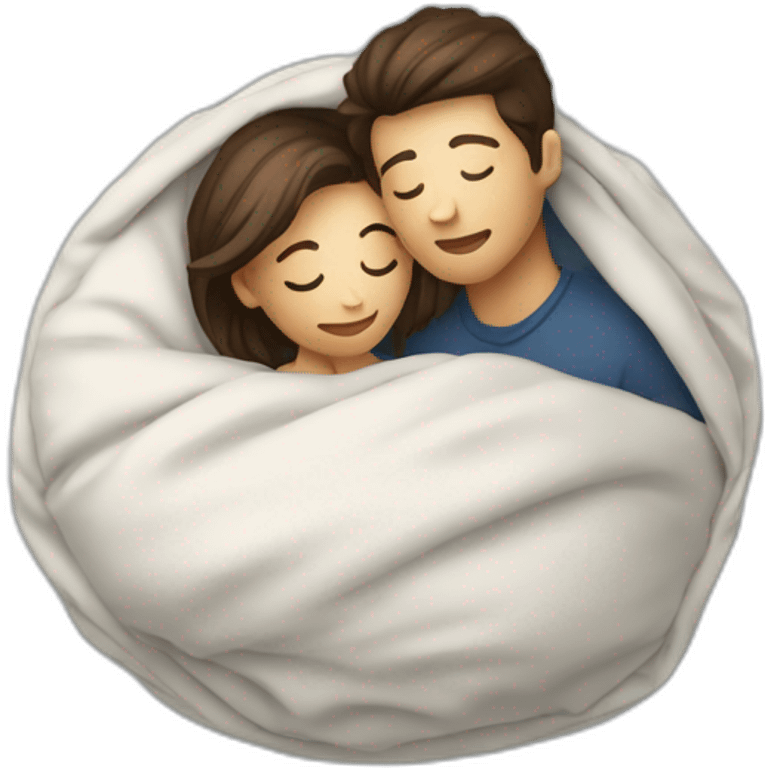 lovers hugging in ball of comforter emoji