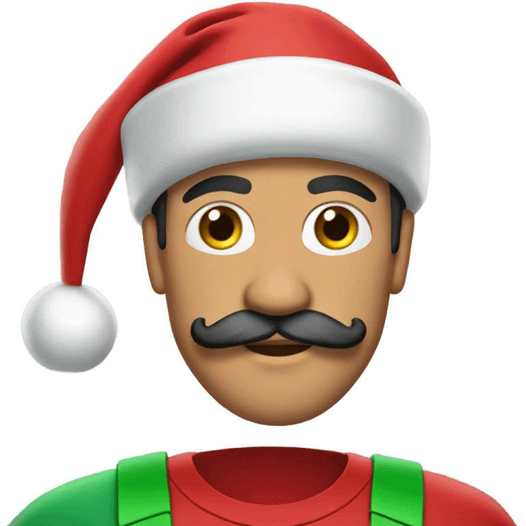 Mexican wearing a Nike tech with a mustache and goatee with a Santa hat on  emoji