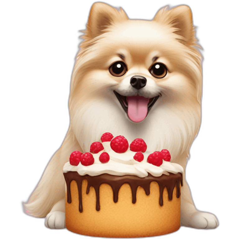 Pomeranian eat cake emoji