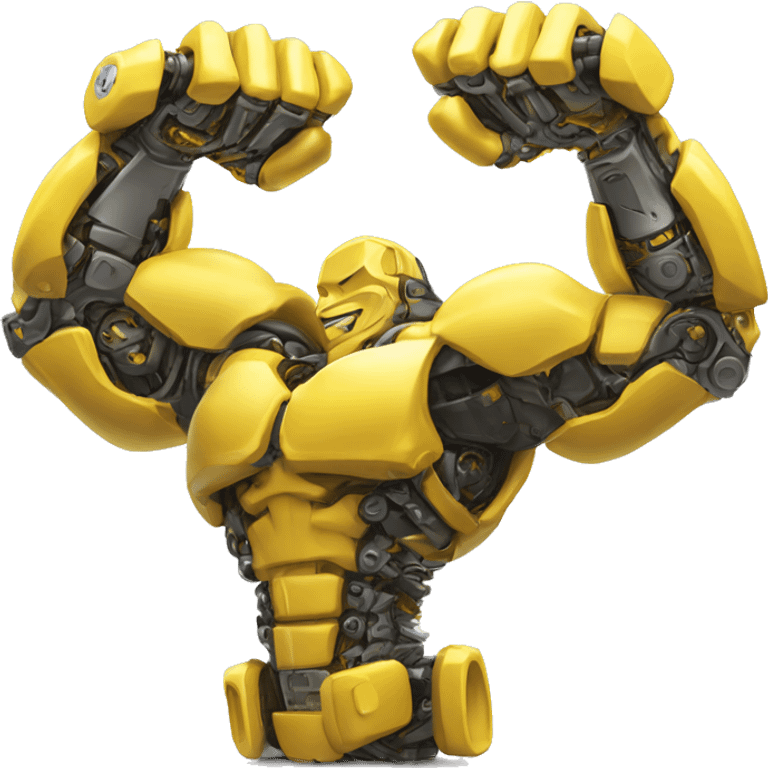 Flexing yellow mechanical cyborg bicep and arm emoji