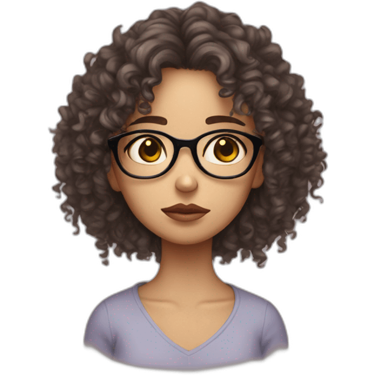 sad girl con curly girl and glasses emoji