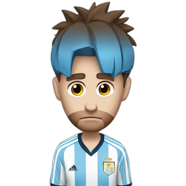 Messi With a look of sadness and loneliness in the clothes of the Argentine national team emoji