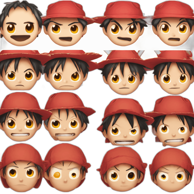 Luffy avec une mèche rouge et avec des yeux rouges et une cicatrice à l'oeil droit emoji