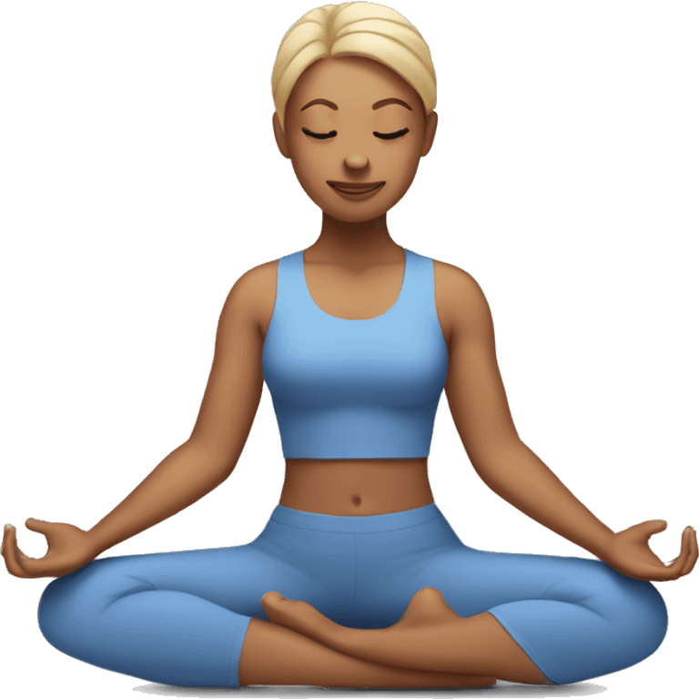 one white woman sitting in yoga pose emoji