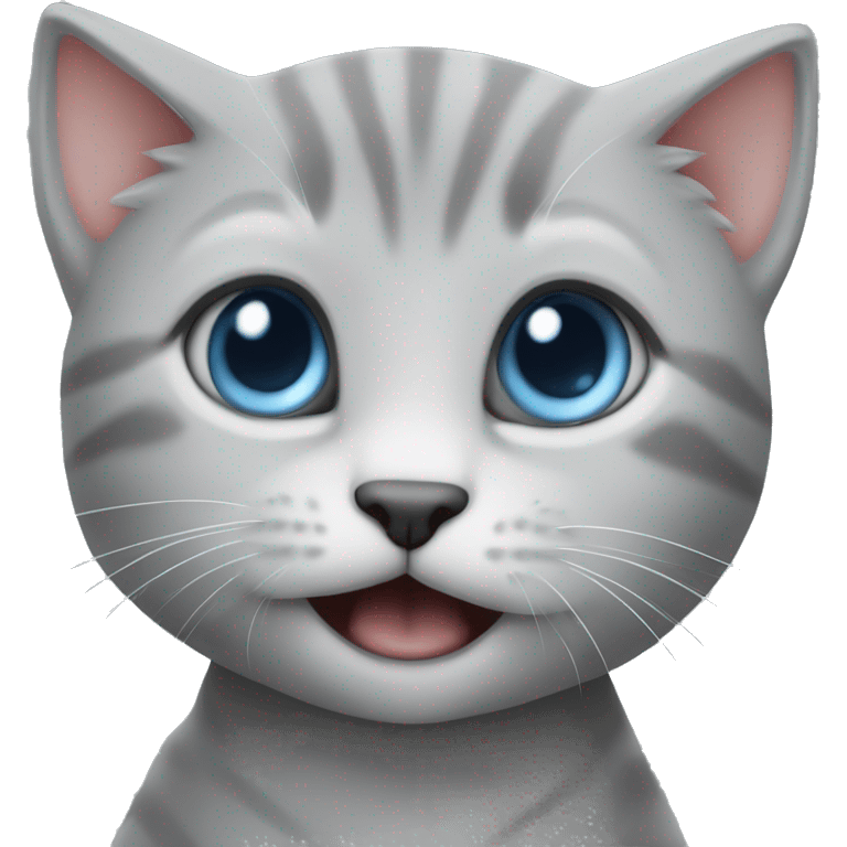 blue eyes grey kitten bites hand  emoji