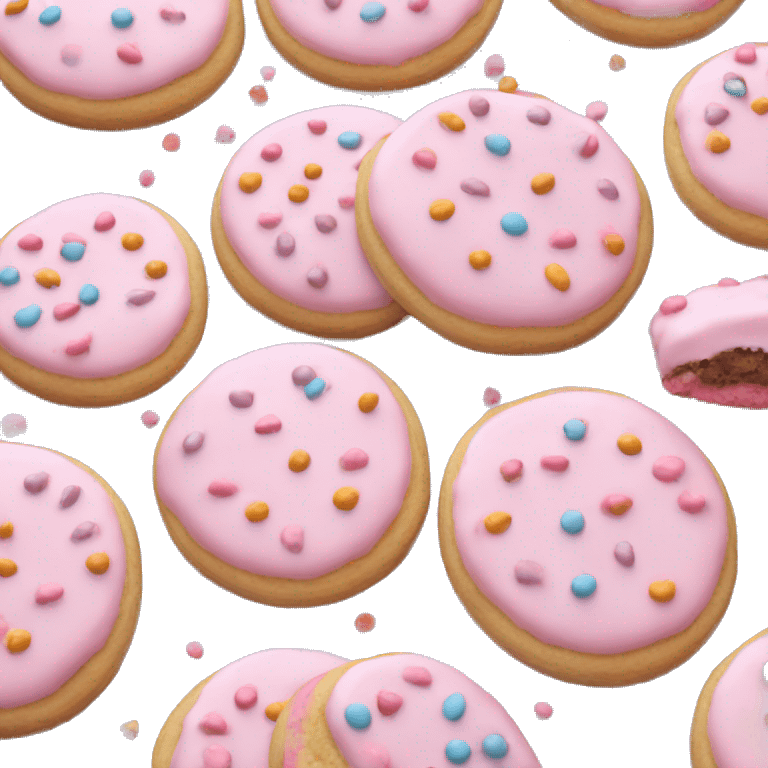 Pink frosted cookies with pastel sprinkles  emoji