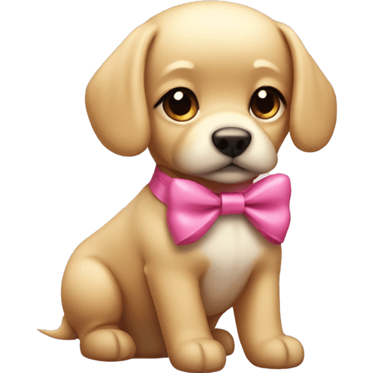 cute blonde dog with pink bow emoji