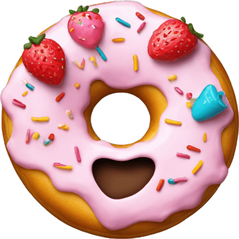 Donut with strawberry icing and sprinkles emoji