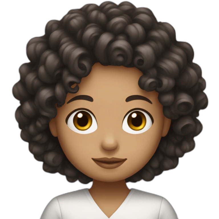 curly black long hair white woman with baby emoji