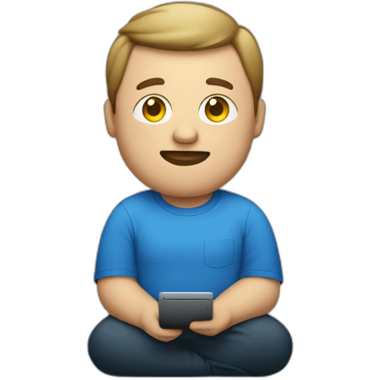 fat man with computer in a blue shirt emoji