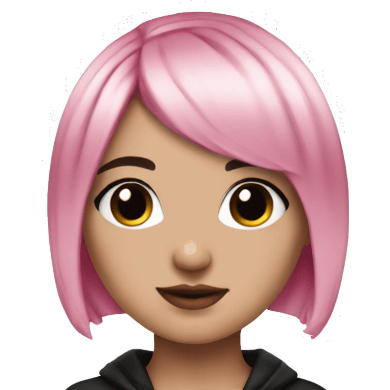 Hyperreal pretty emo girl with pink and black hair emoji