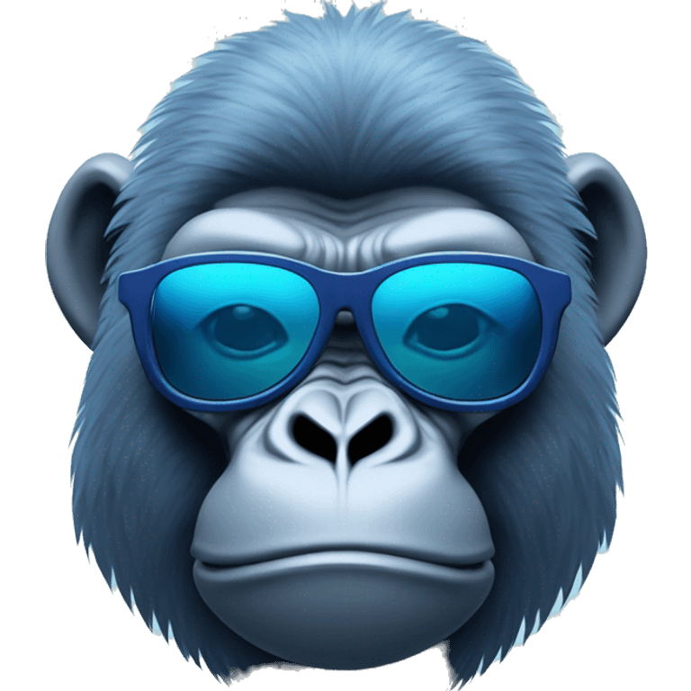 cyan gorilla with angel wings and navy blue chromatic sunglasses emoji