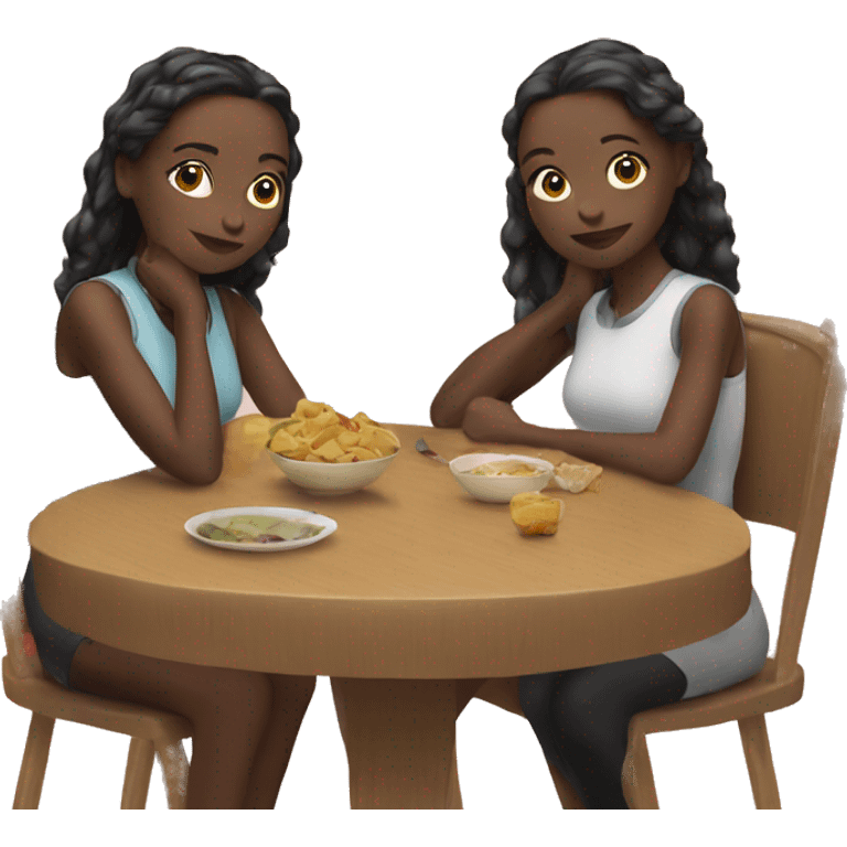 3 girls at a table emoji