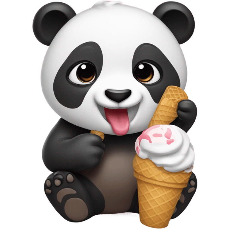 Panda eating ice cream emoji