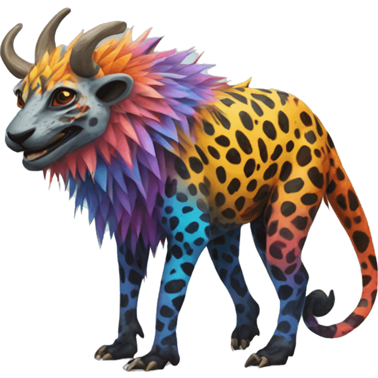 a colorful edgy vernid-fionbri-animal-creature with splash patterns full body emoji