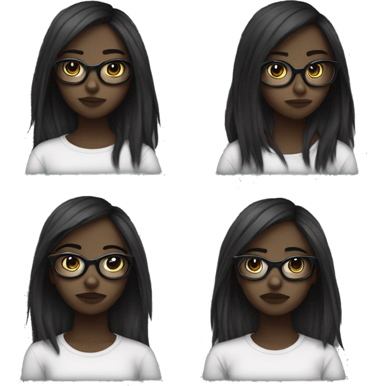 emo girl wearing glasses dark skin  emoji