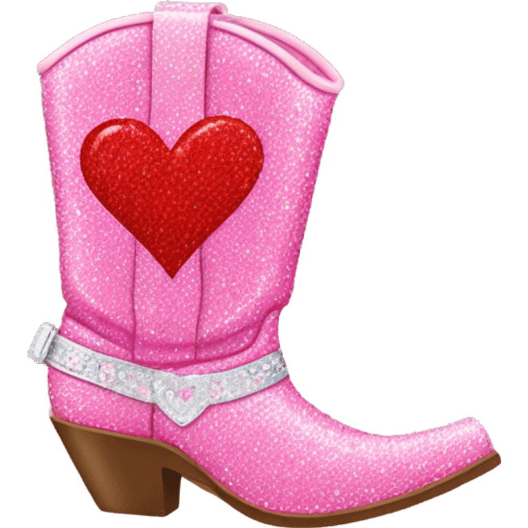 pink sparkly cowboy boot with red hearts on it  emoji