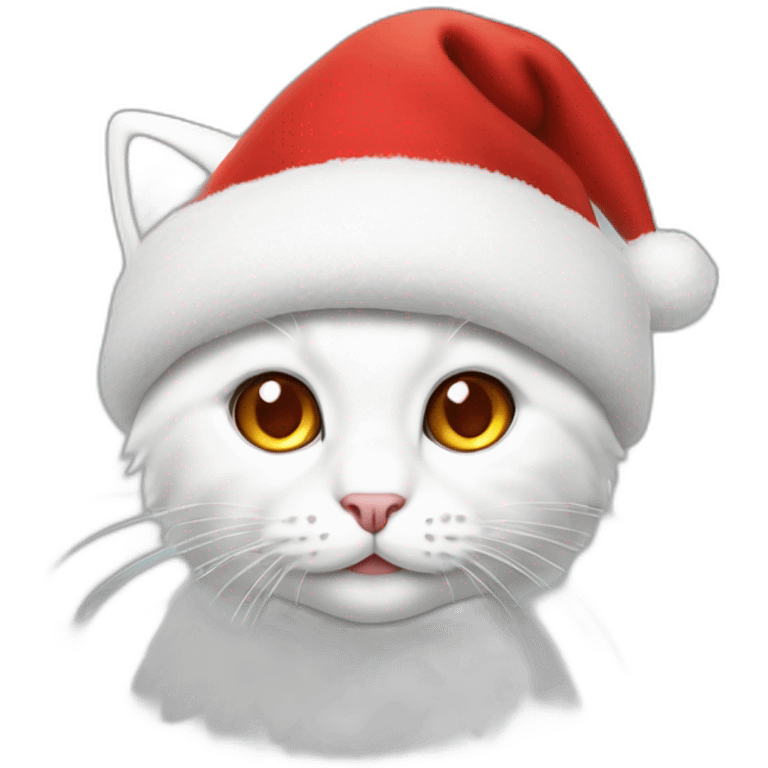 christmas white kitty in red hat emoji