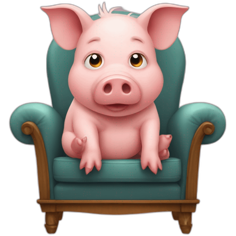 pig sitting on a chair emoji