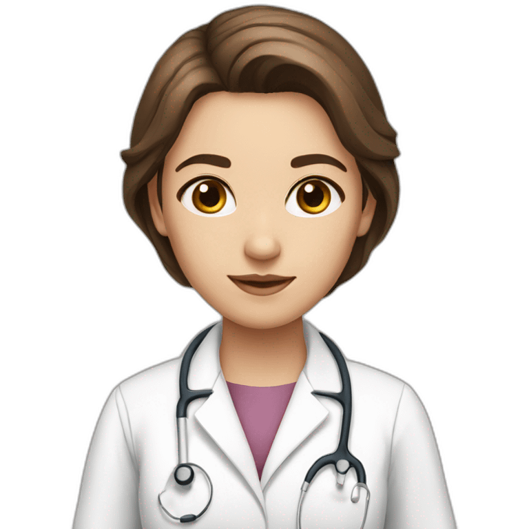 Girl white skin brown hair brown eyes doctor emoji