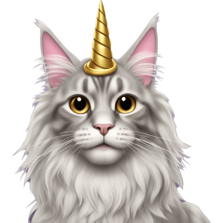 Maine coon cat with wings and unicorn horn emoji