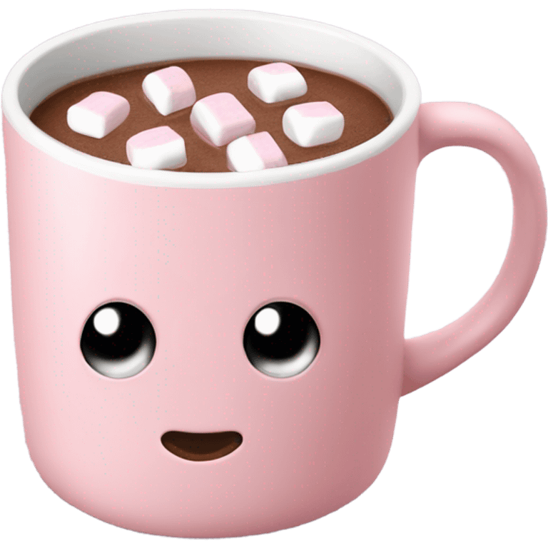 Light Pink mug of hot chocolate with marshmallows  emoji