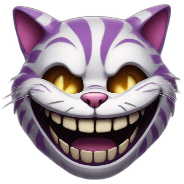 A Cheshire cat with a skull in its teeth. emoji