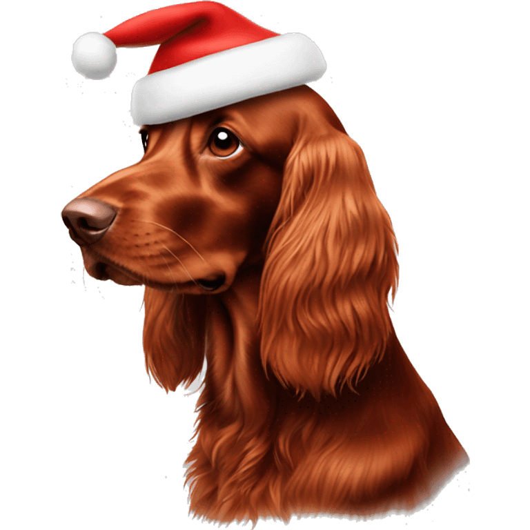 Red setter with Santa hat emoji