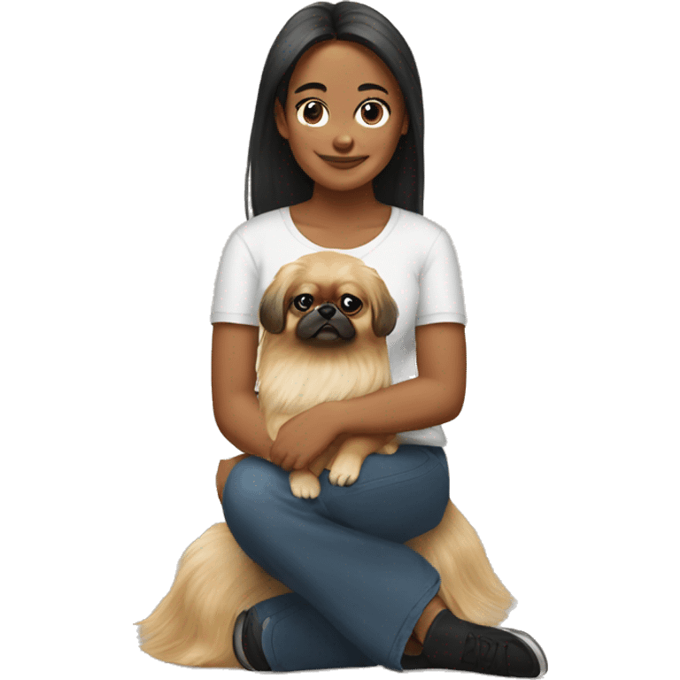 Women with Pekingese emoji