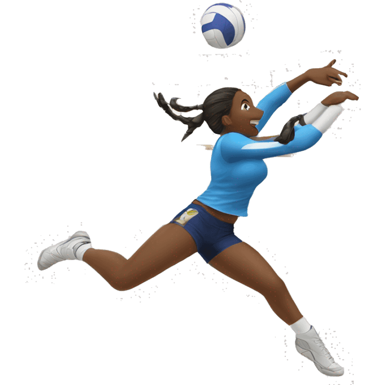 a volleyball player jumping and blocking a volleyball down emoji