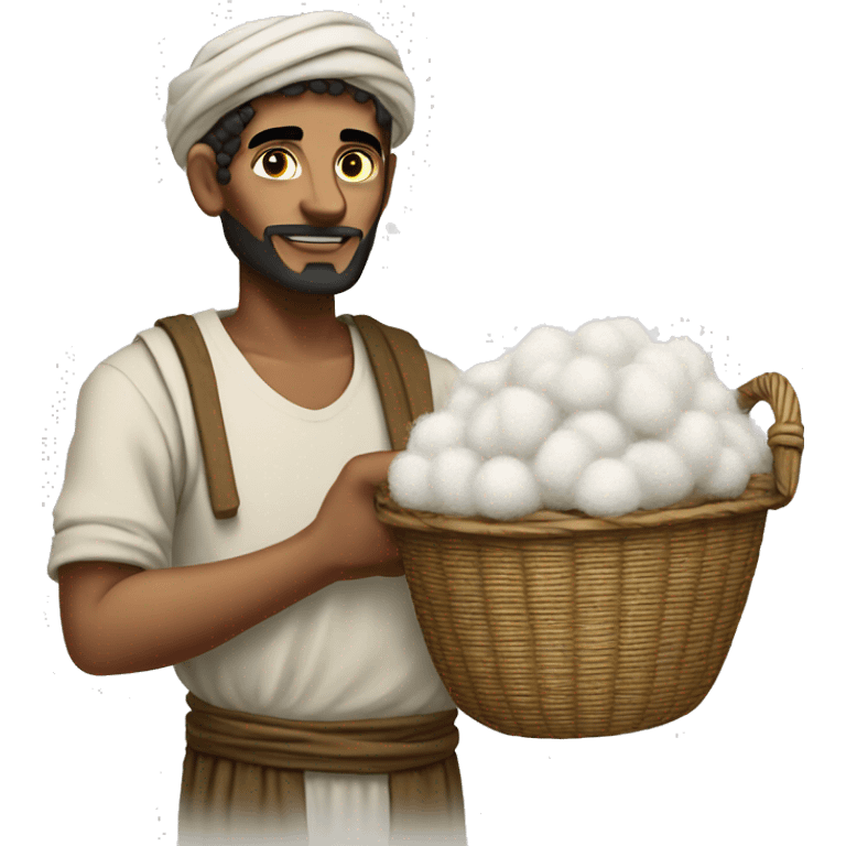 19th century Egyptian peasant holding a basket of cotton emoji