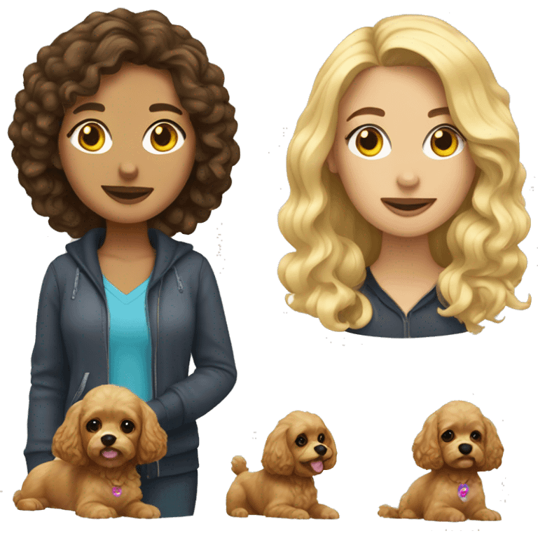 Brunette girl with a blonde cavapoo emoji