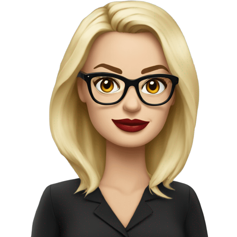 margot robbie secretary wearing black glasses  emoji