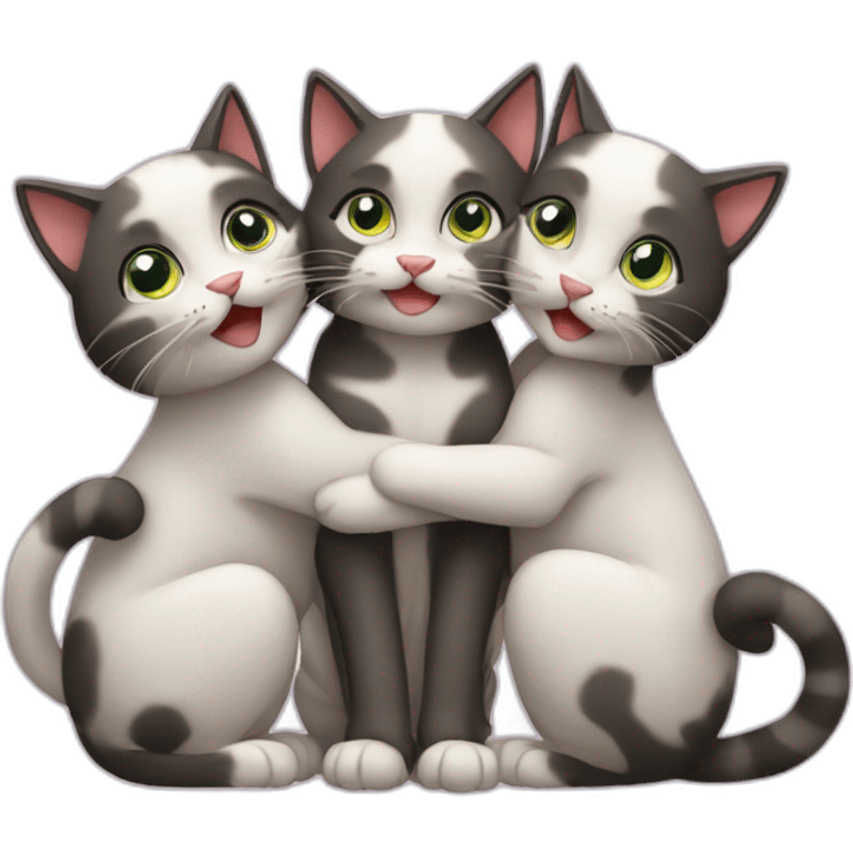 three cats hugging emoji