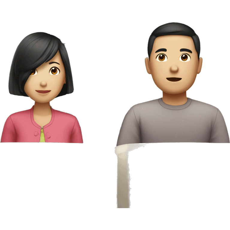 A pair of Chinese couple are watching tv  emoji