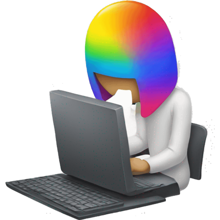 rainbow person on computer emoji