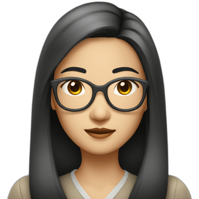 40's Asian woman with glasses and straight hair emoji