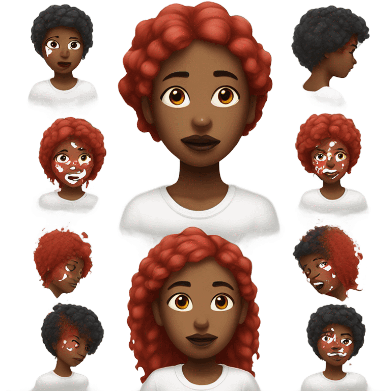 Black girl with red hair and white paint splattered on her face  emoji