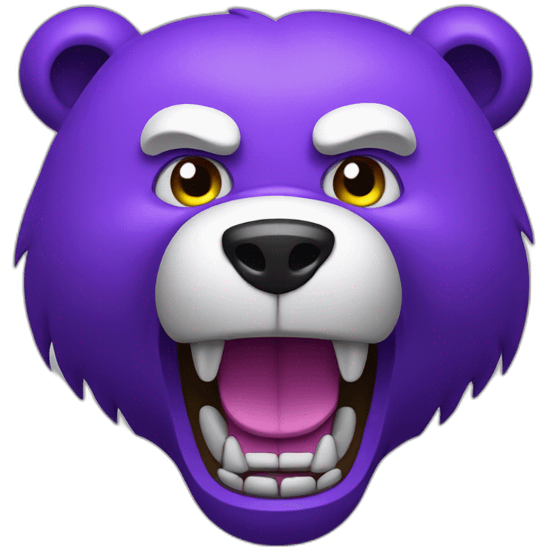 Angry Purple bear with white eyes roaring emoji