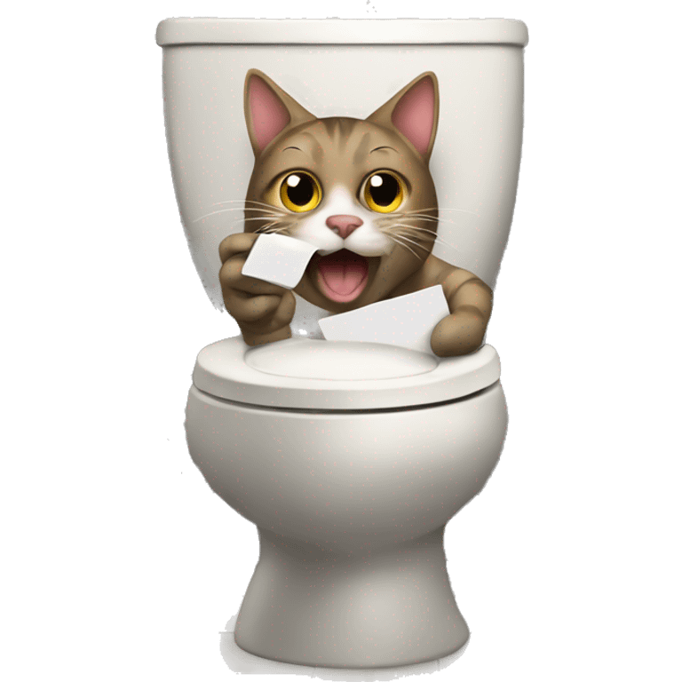 Cat on phone on the toilet  emoji