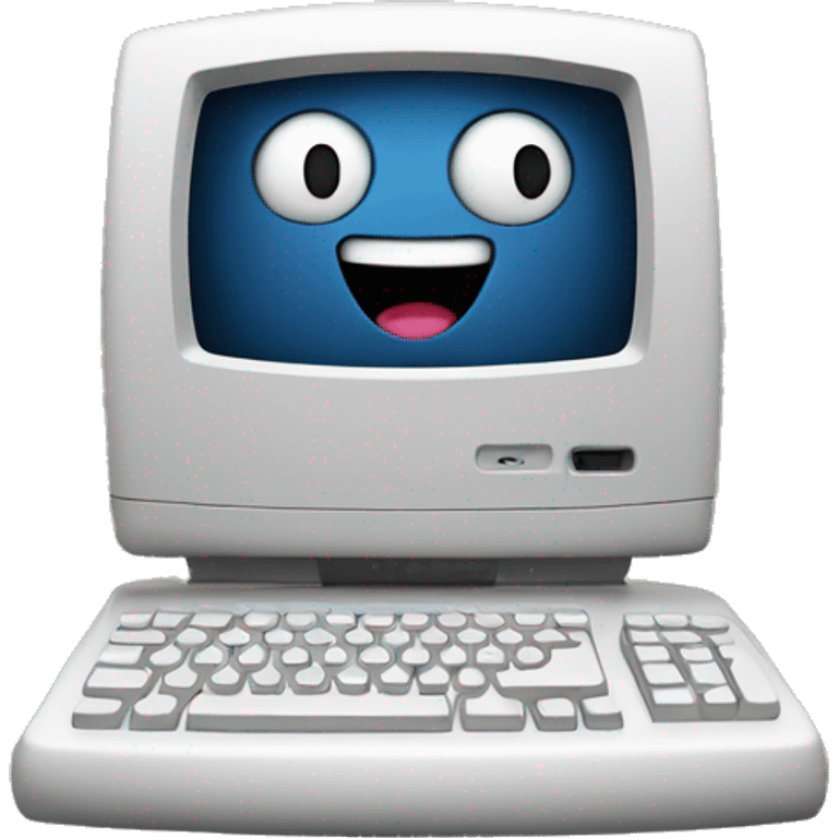 Computer with happy face emoji  emoji