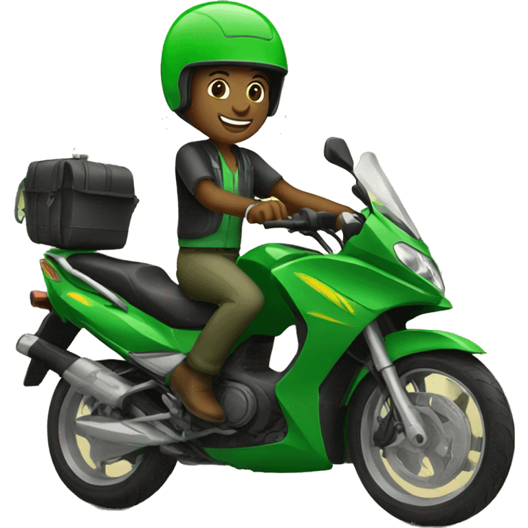 a  green boda boda rider in kenya emoji