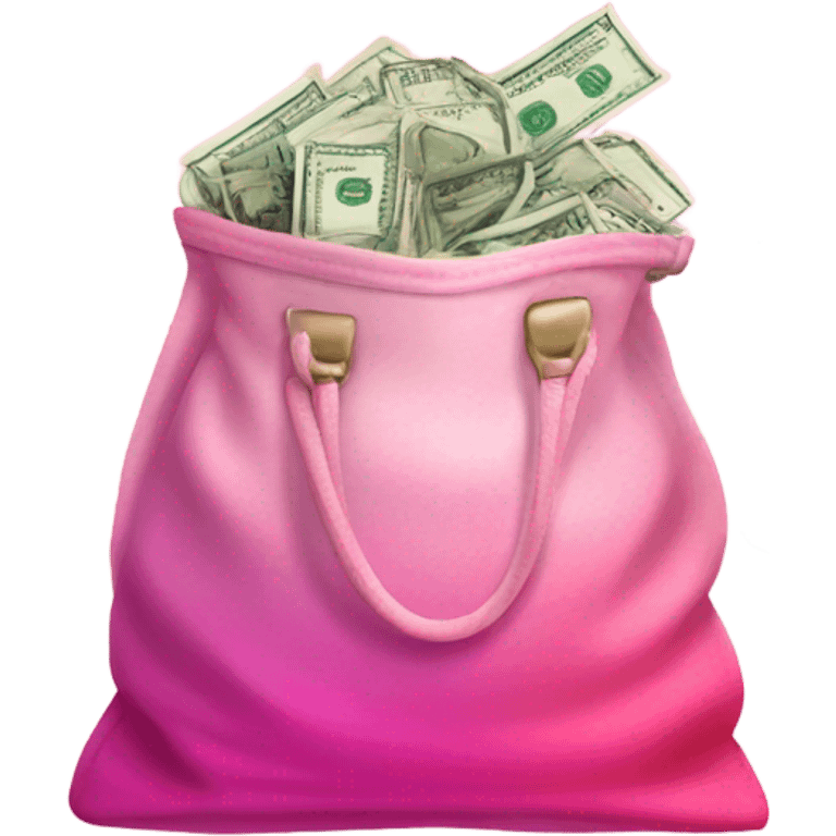 Pink ombre bag filled with money with glitter  emoji