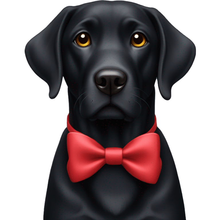 Black lab wearing red bow emoji