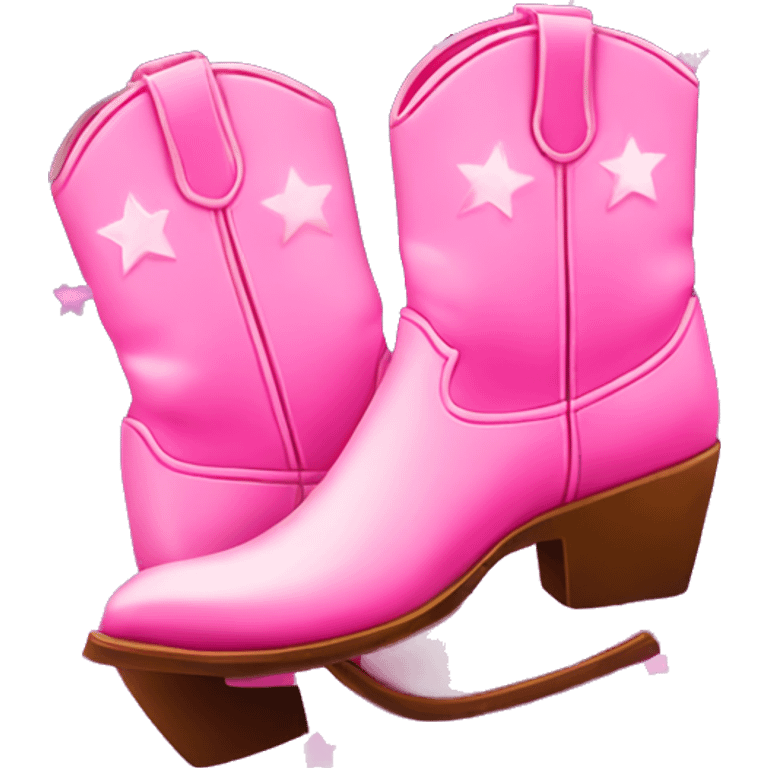 Pink cowboy boots with stars iridescent two boots emoji