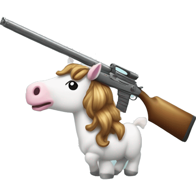 unicorn with a shotgun rim as a horn emoji