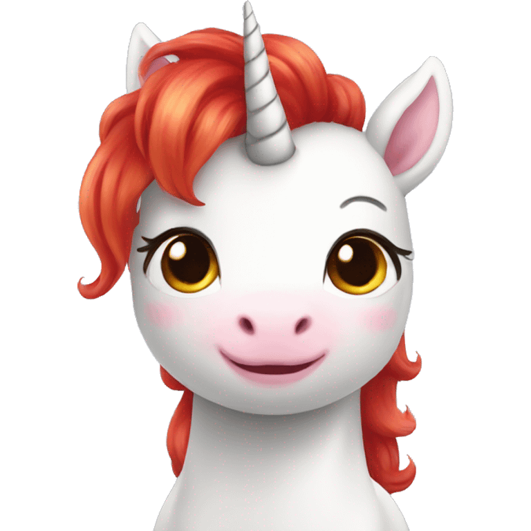 Baby unicorn with red hair emoji