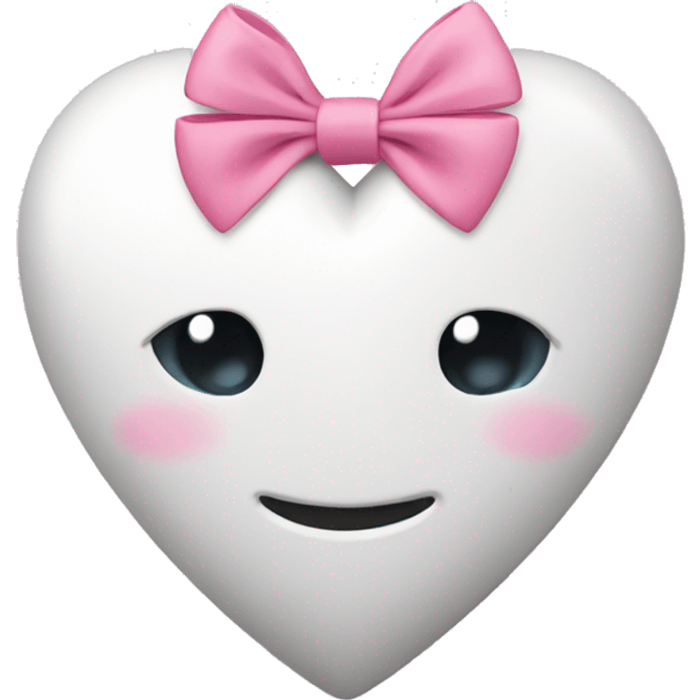 white heart with pink bow emoji