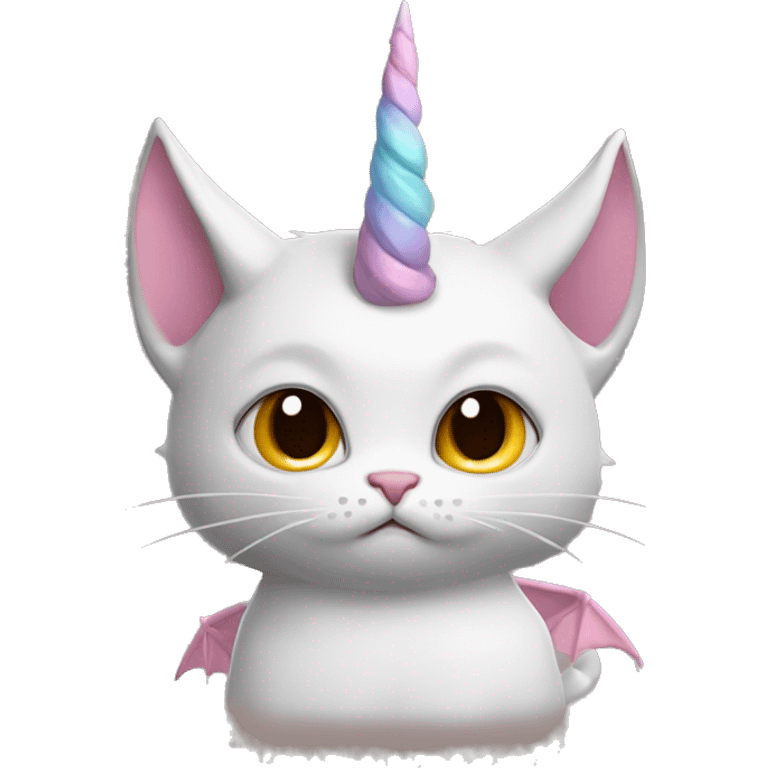 Cat with unicorn horn and dragon wings and pouting choolate emoji